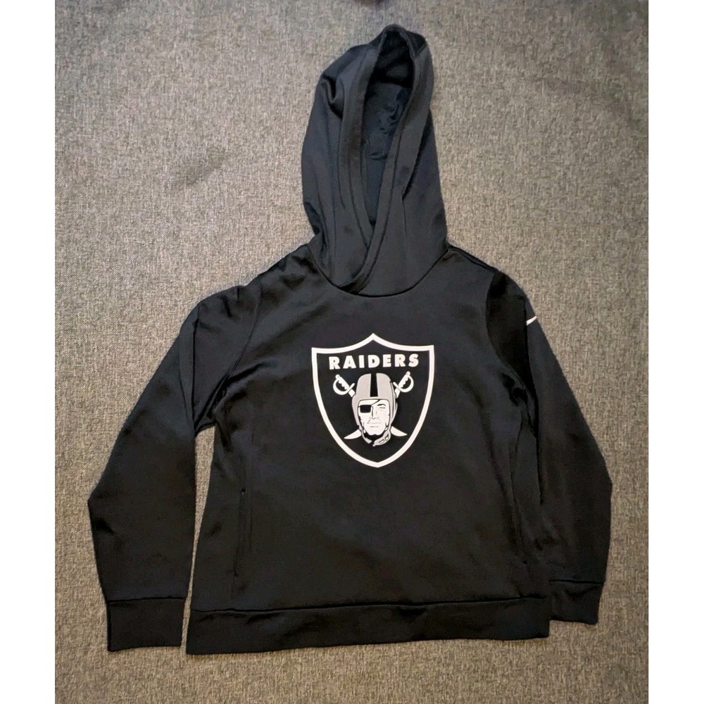 Nike NFL Las Vegas Oakland Raiders Logo Black Hoodie Pullover Mens Size XXL
